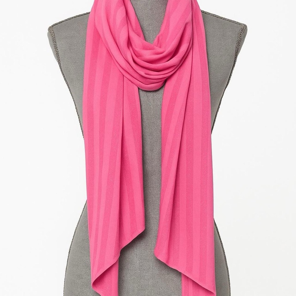 Victoria's Secret Neon Pink Supermodel Striped Scarf